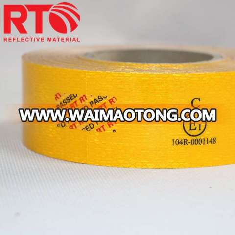 Ece R104 Certified Yellow Retro Reflective Self Adhesive Tape For Vehicles