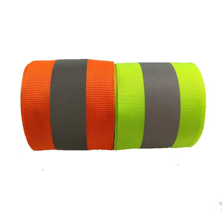 Fluorescent Yellow Reflective Polyester Webbing